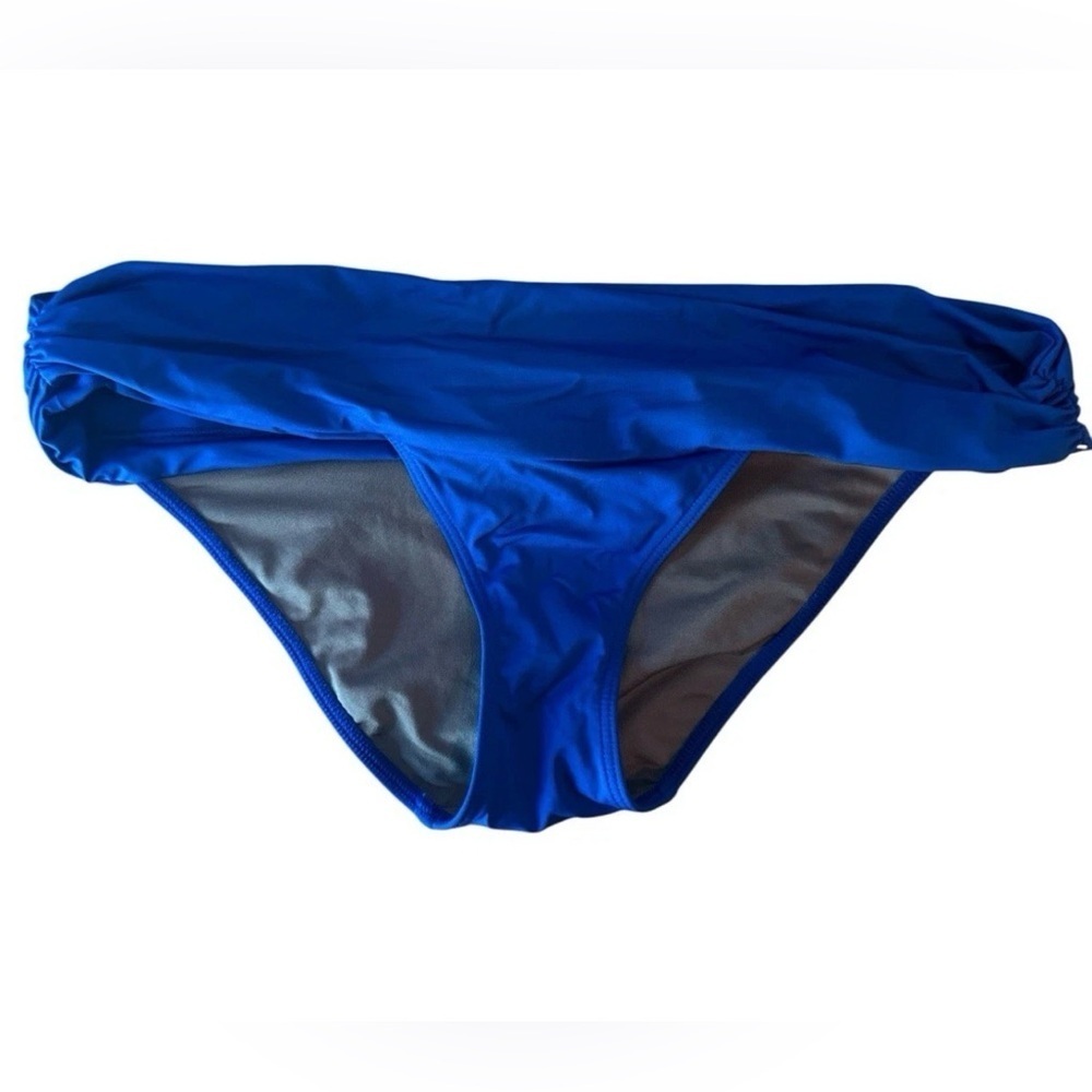 Victoria Secret Women's Royal Blue Solid Side Scrunch Swim Bikini Bottom Small